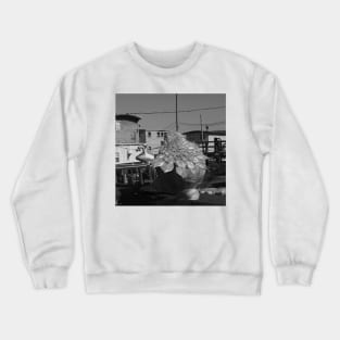 Winged Snail Statue. Sausalito Docks, California Crewneck Sweatshirt